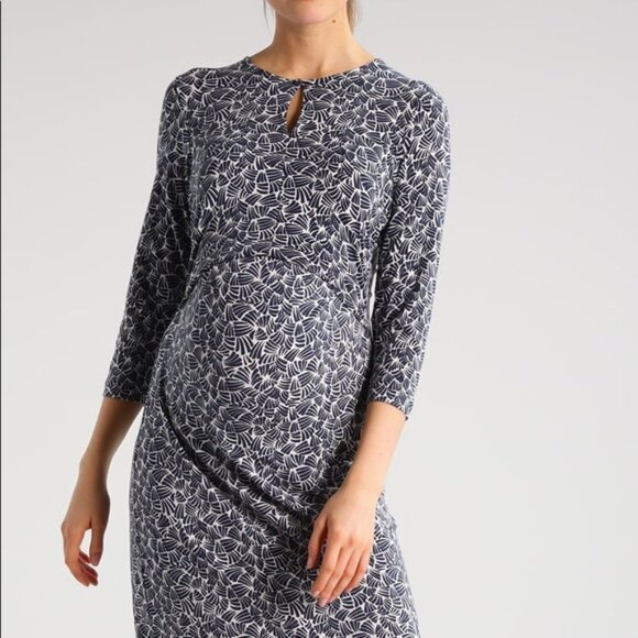 Boob Design blue and cream printed maternity and nursing dress, XL - Picture 1 of 5